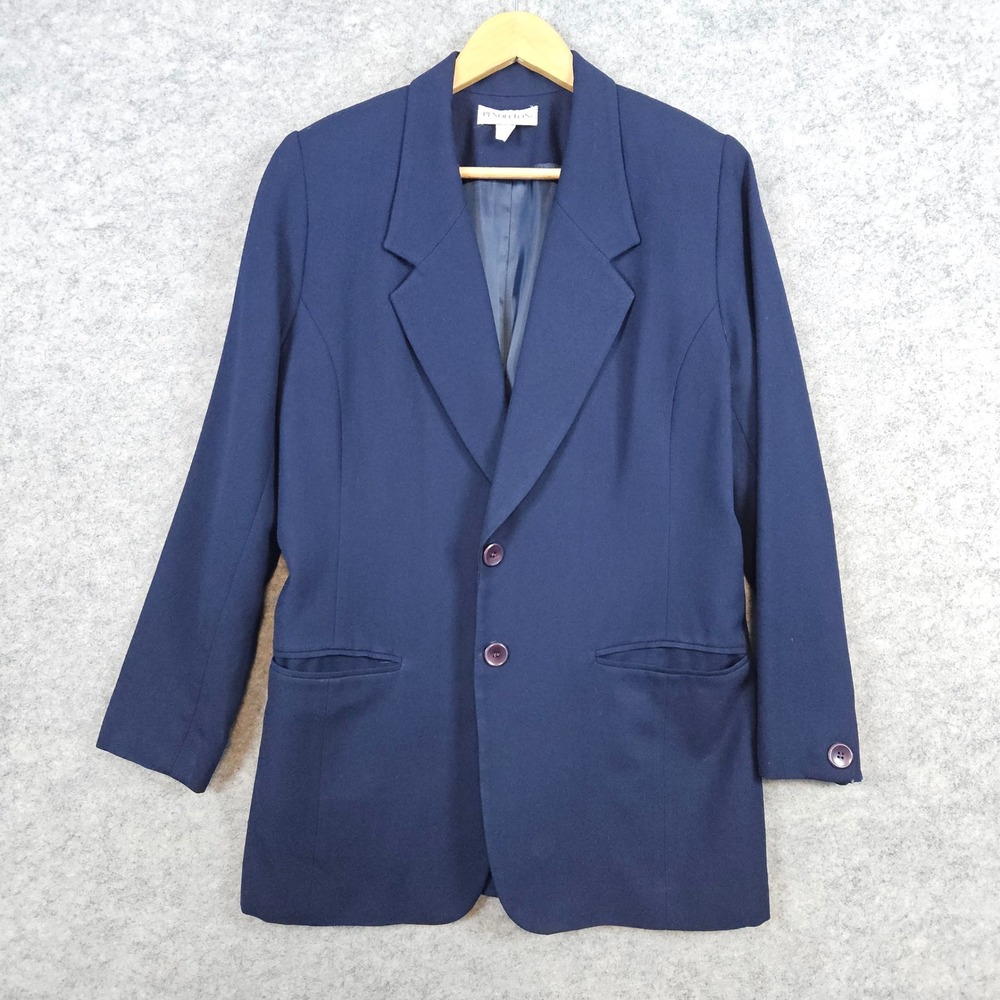 Pendleton Women's Blue Size‎ 12 Blazer 100% Wool Preppy Office Career Work FLAWS